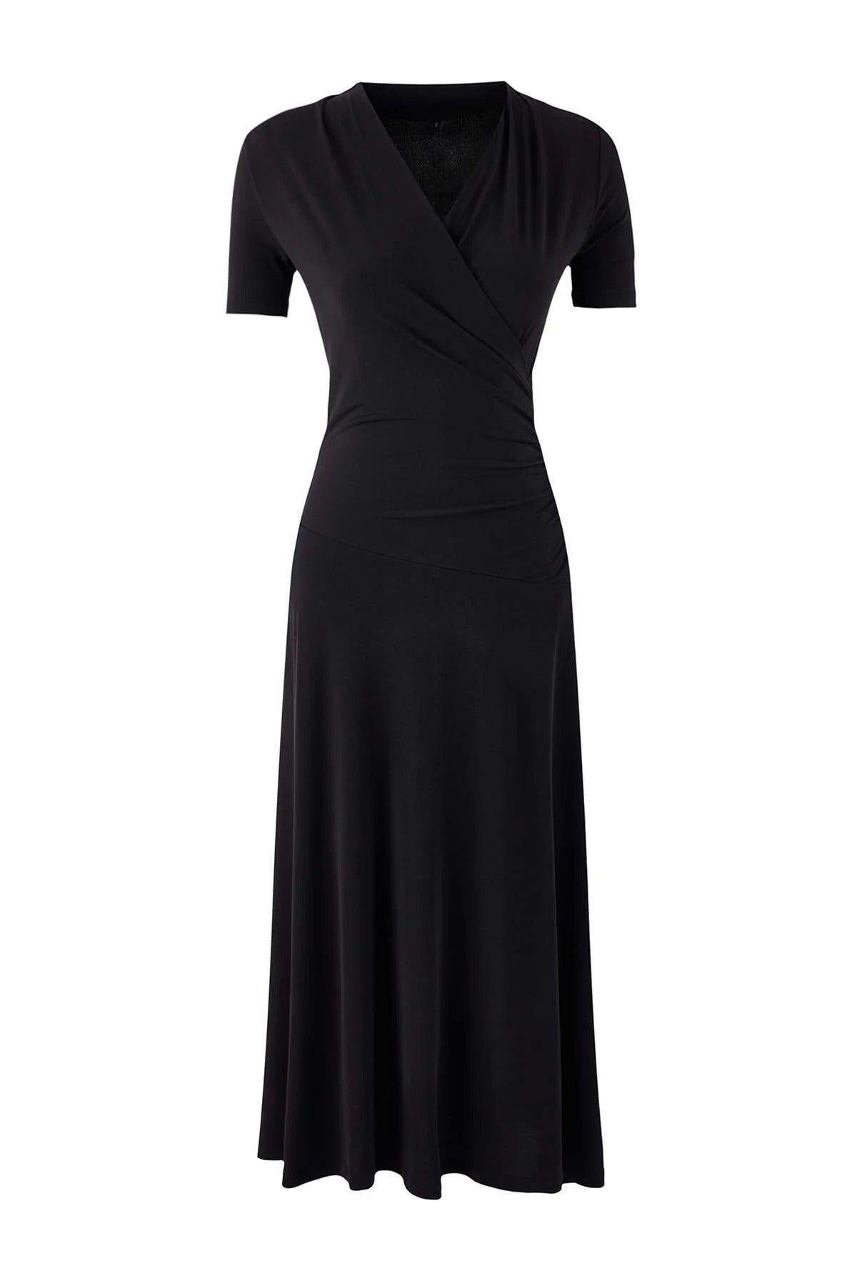 Wrap Front A-Line Maxi Knit Dress with Ruched Detail by WOVCOR