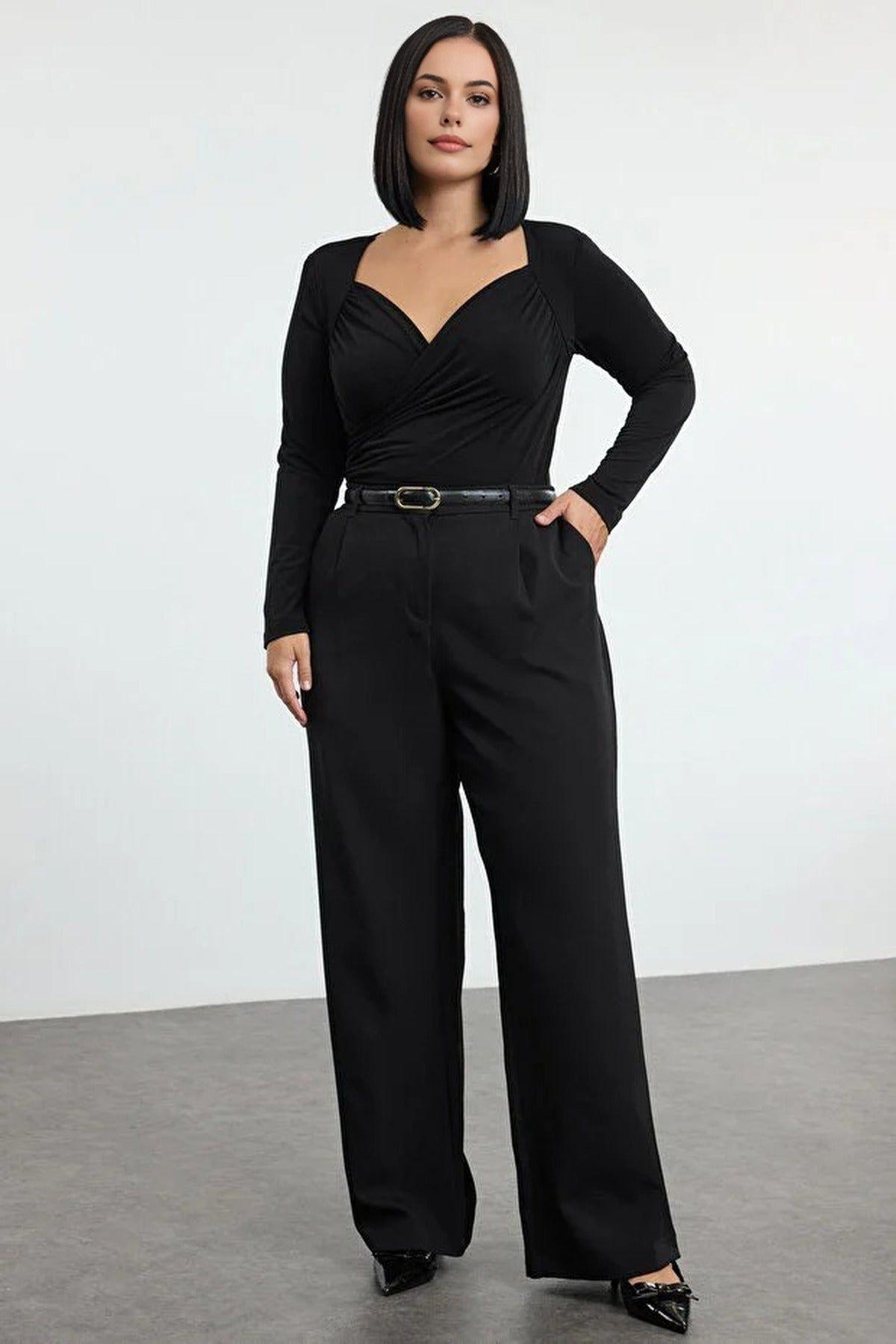 Wrap Front Long Sleeve Bodycon Top by WOVCOR