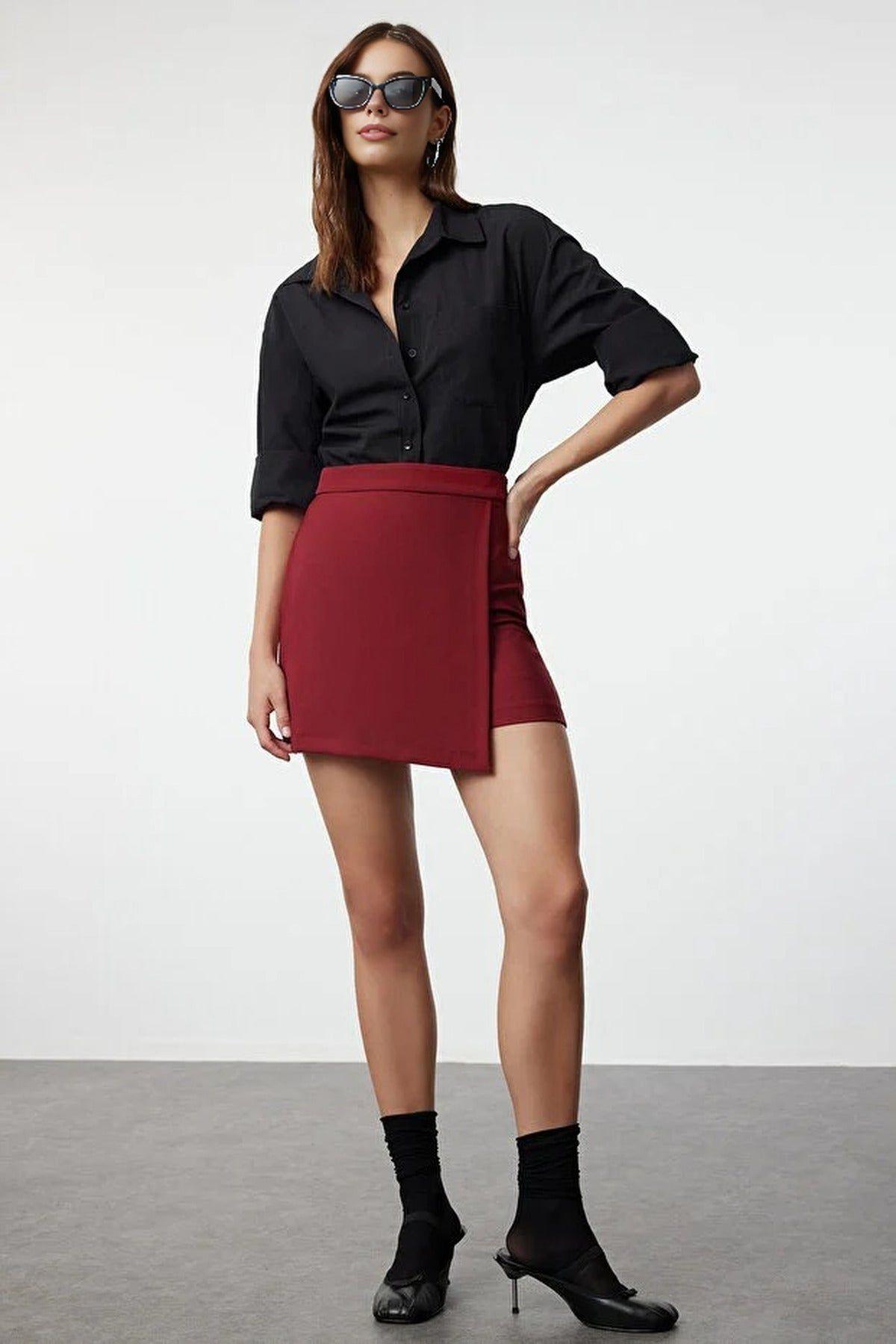 Wrap Front Woven Mini Skort by WOVCOR