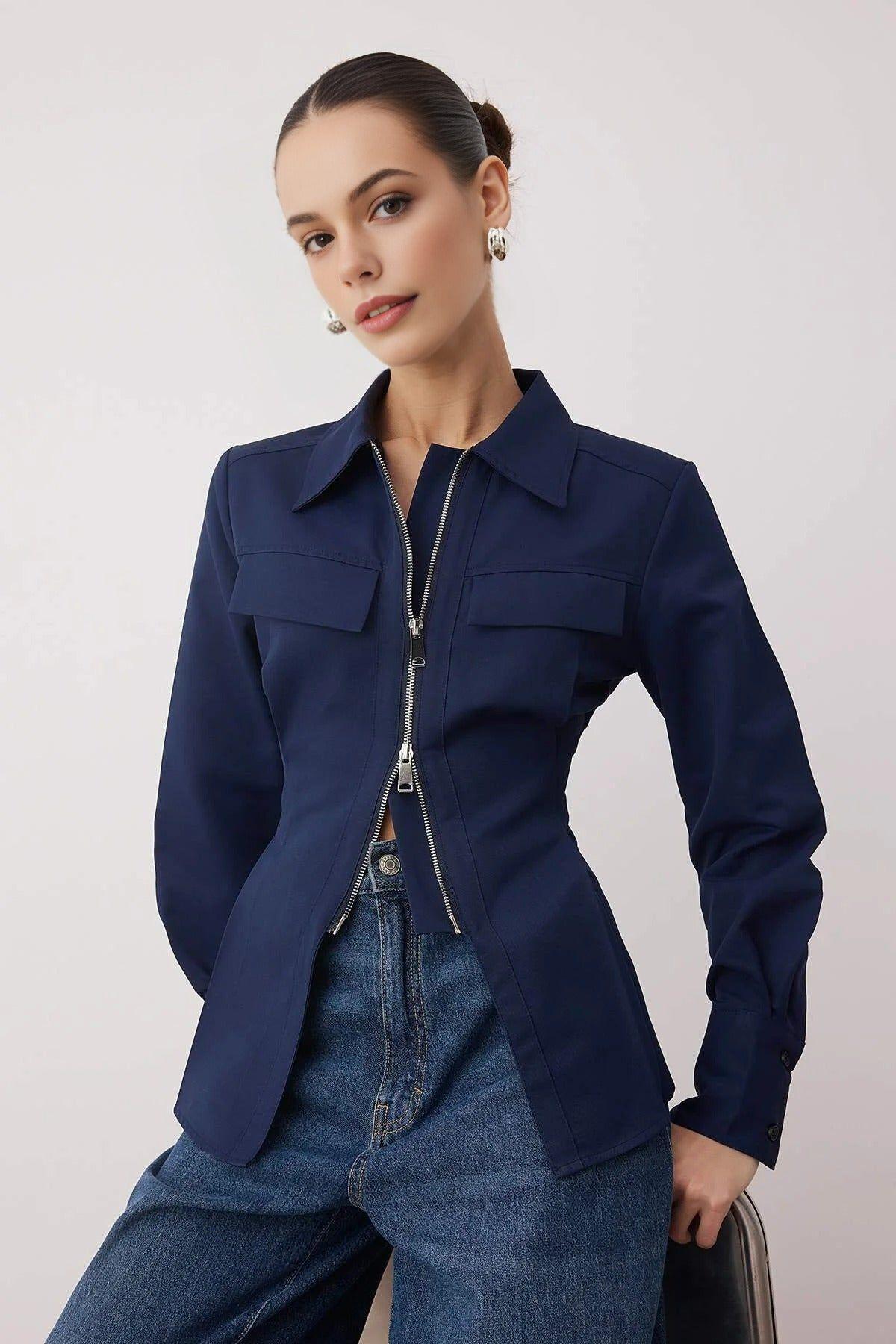 Zipper Detailed Shirt by WOVCOR