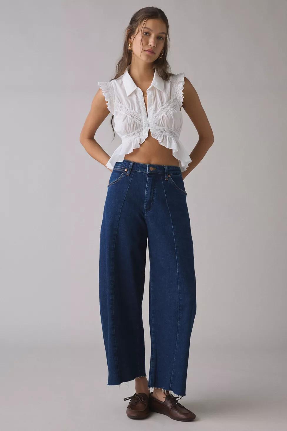 Wrangler Cowboy Denim Delight Mid-Rise Barrel Jeans by WRANGLER
