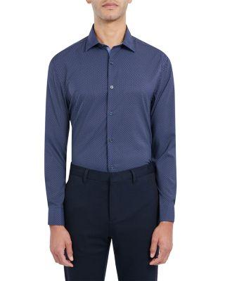Slim Fit Navy Dot Performance Dress Shirt by WRK