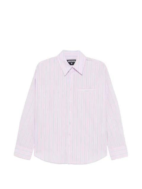 Tave vertical-stripe logo-patch shirt by WRSTBHVR