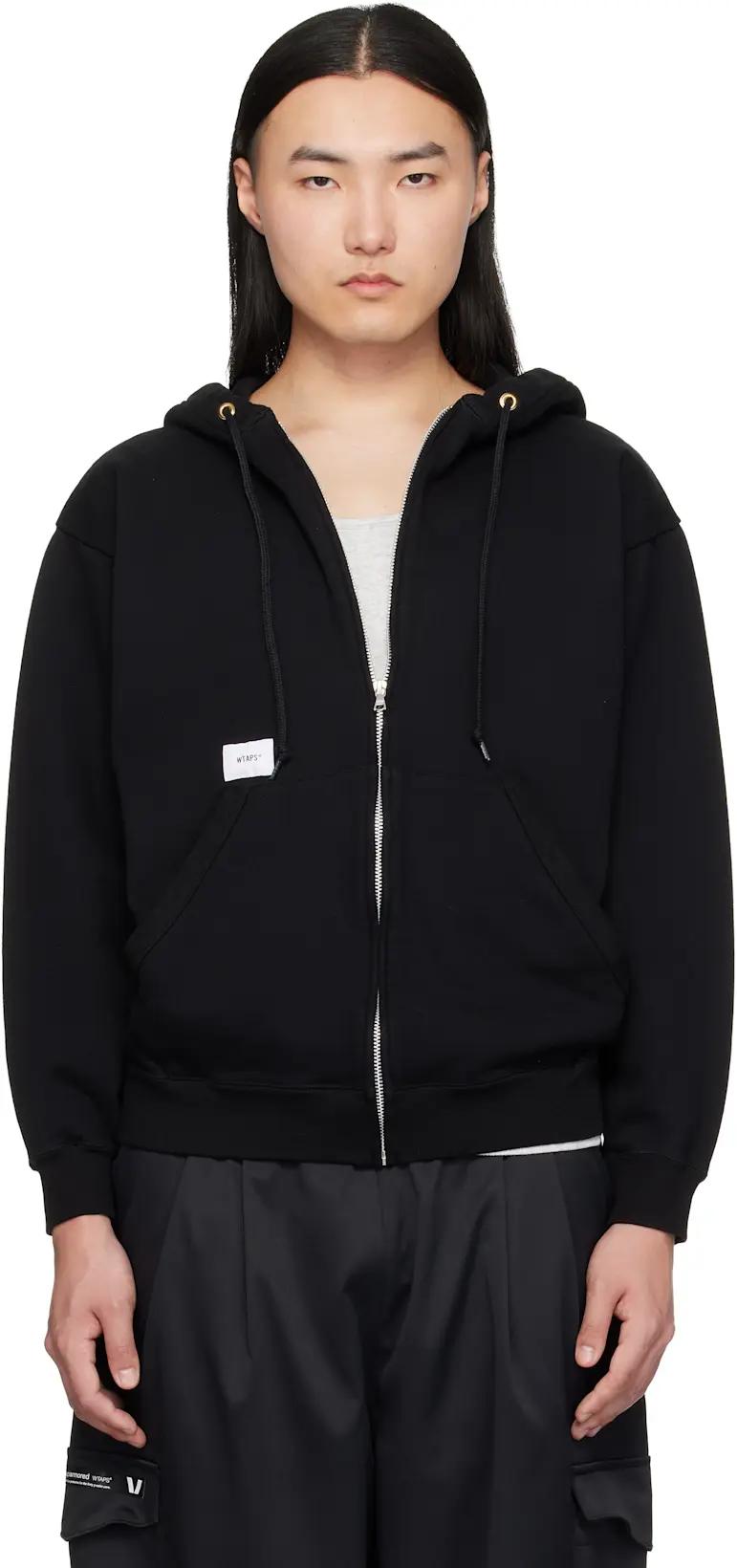 Black Throwdy Zip Hoodie by WTAPS