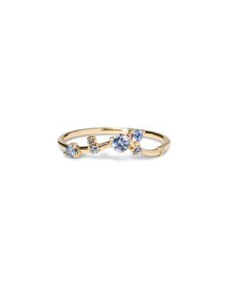 14K Yellow Gold Sapphire & Diamond Triangle Ring by WWAKE