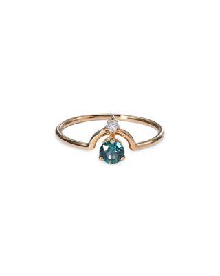 14K Yellow Gold Small Nestled Sapphire and Diamond Ring by WWAKE
