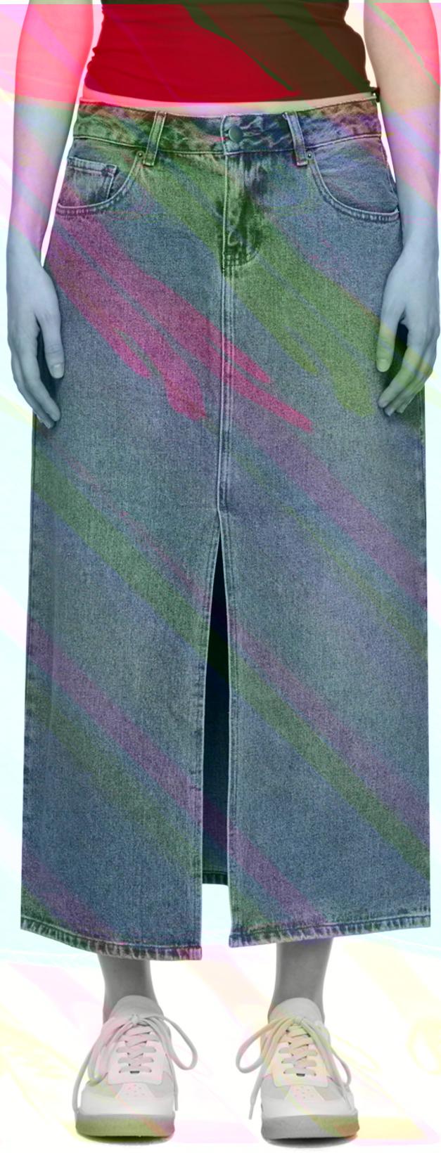 Indigo Washed Denim Maxi Skirt by WYNN HAMLYN