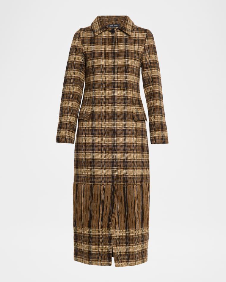 Long Woven Plaid Coat by WYNN HAMLYN