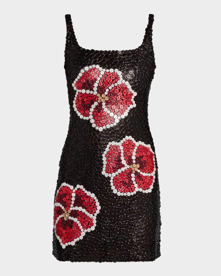Pansy Button Appliqué Mini Dress by WYNN HAMLYN