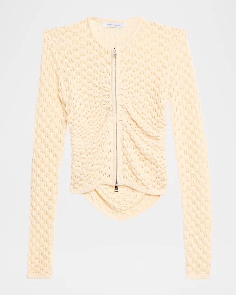 Pointelle Zip Cardigan by WYNN HAMLYN