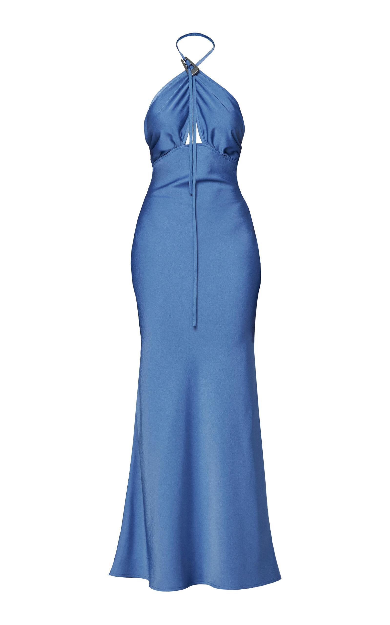 Wynn Hamlyn - Buckle-Detailed Halter Gown - Blue - AU 10 - Moda Operandi by WYNN HAMLYN