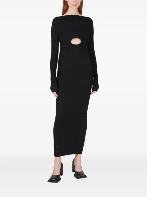 ribbed high-neck cut-out midi dress by WYNN HAMLYN