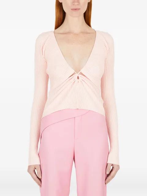 ruched-panel V-neck T-shirt by WYNN HAMLYN