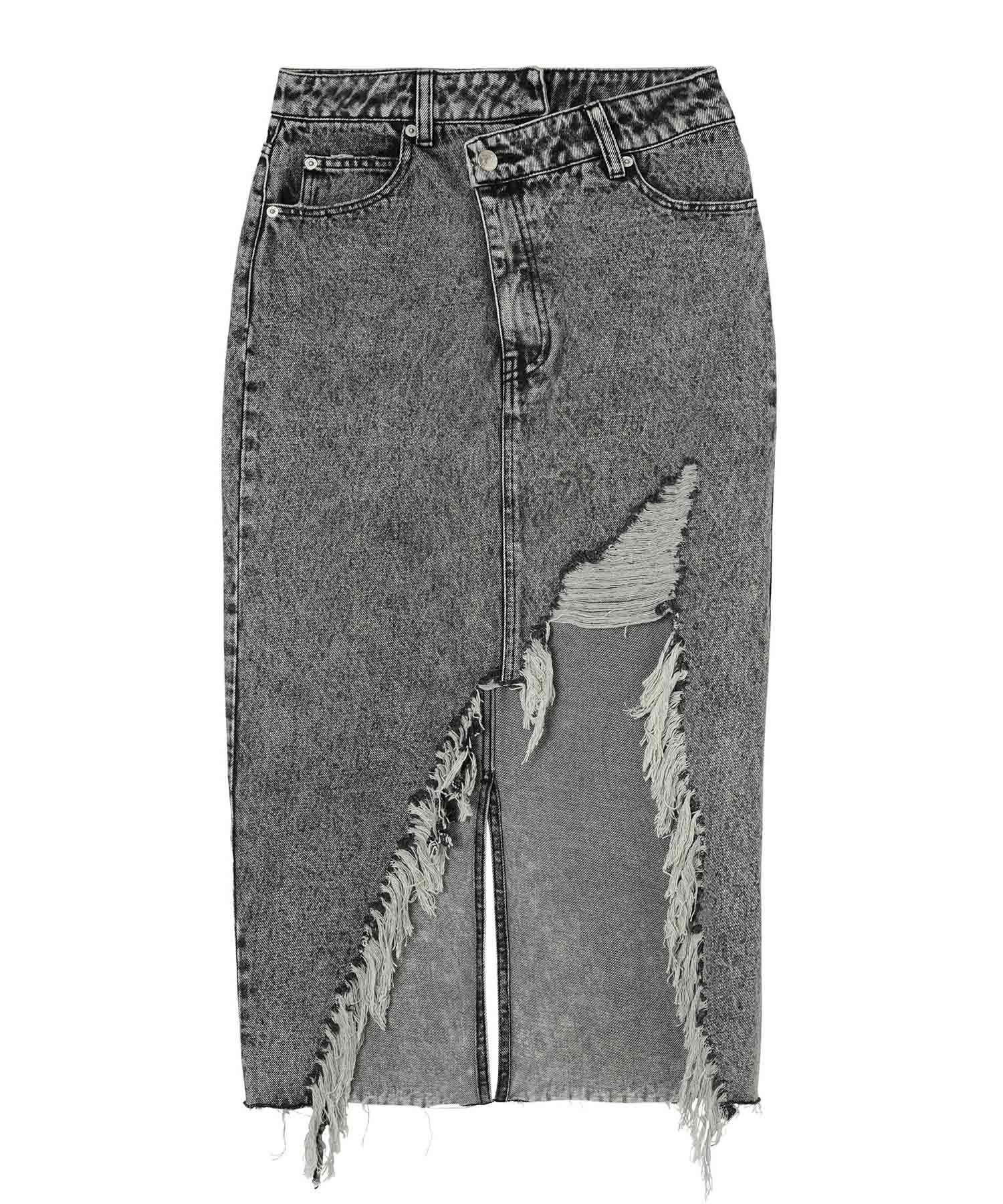 X-GIRL - Distressed Denim Skirt - (Black) by X-GIRL