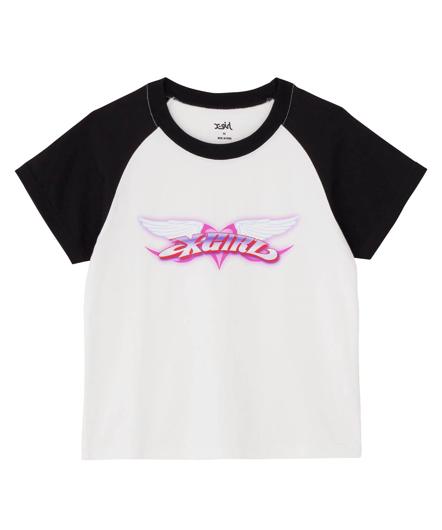 X-GIRL - Wings & Heart Raglan Sleeve Baby Tee - (0 White) by X-GIRL