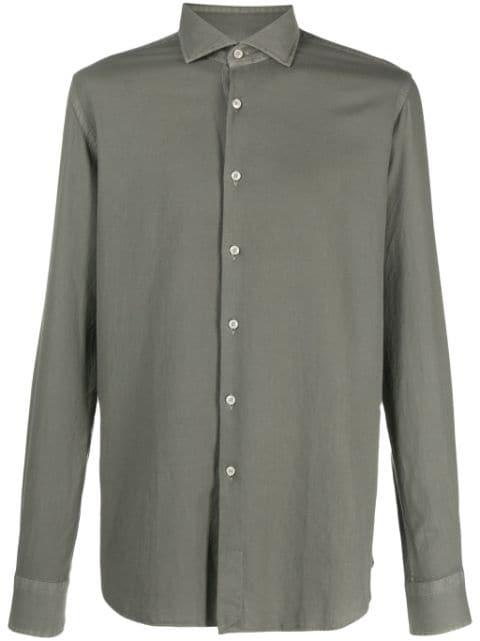 cutaway-collar cotton shirt by XACUS