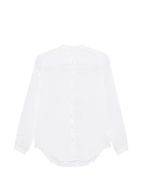 mandarin-collar curved-hem shirt by XACUS
