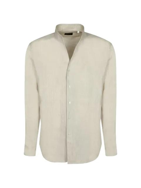 mandarin-collar linen shirt by XACUS