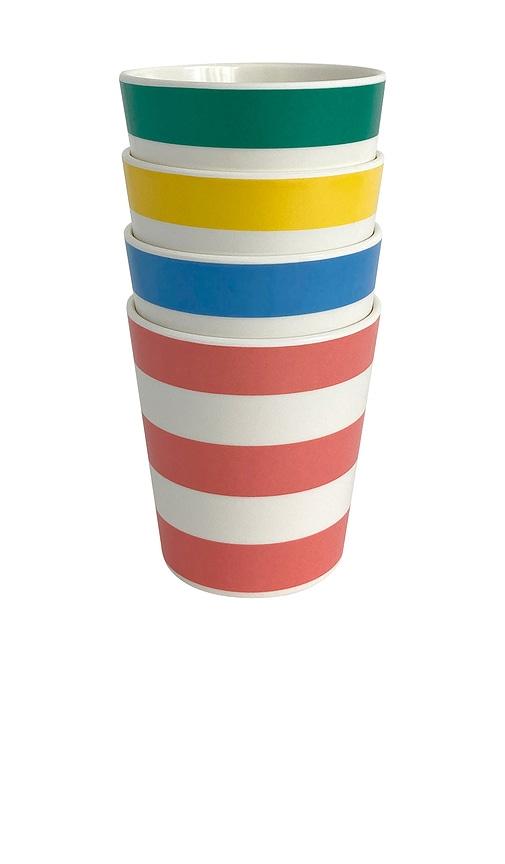 Xenia Taler Assorted Stripe Cups Set Of 4 in Green,Yellow by XENIA TALER