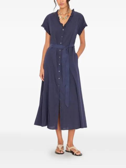 Dixie ruffled-trim belted midi dress by XIRENA