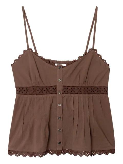 lace-trimmed sleeveless shirt by XIRENA