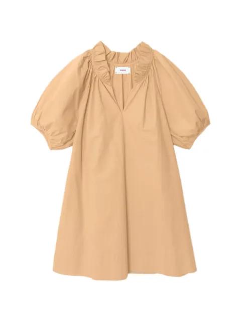 ruffled puff-sleeve dress by XIRENA