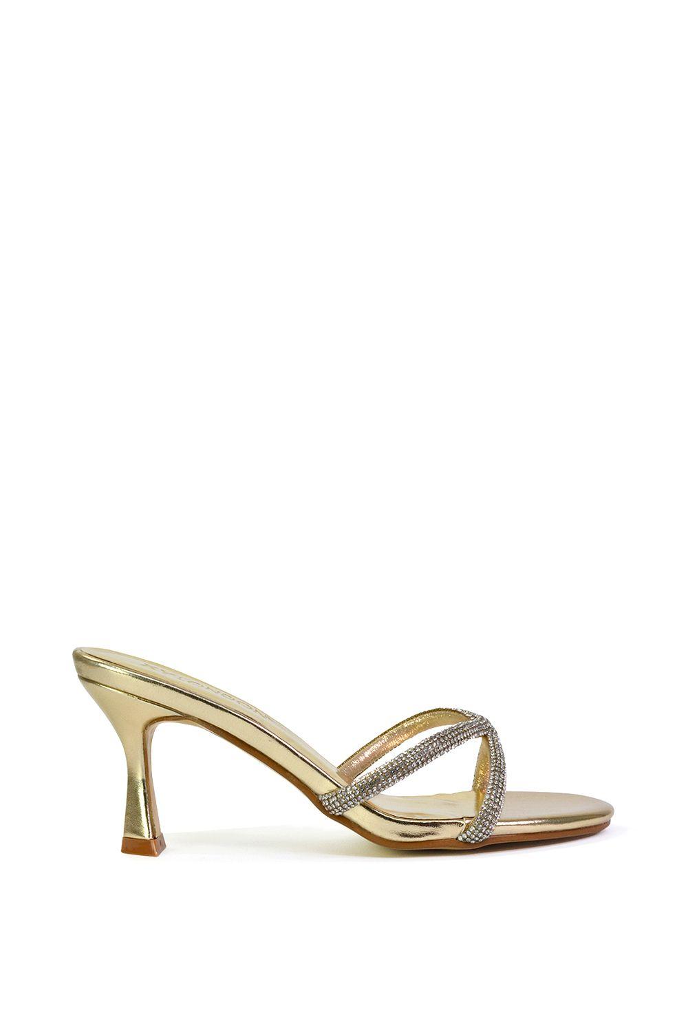'Abby'  Strappy Diamante Stiletto Heel Sandal Mules by XY LONDON
