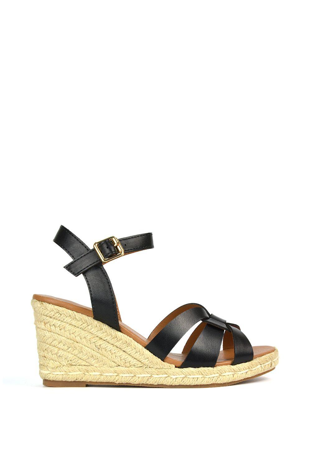 'Aisling' Strappy Espadrille Mid Heel Sandal Wedges by XY LONDON