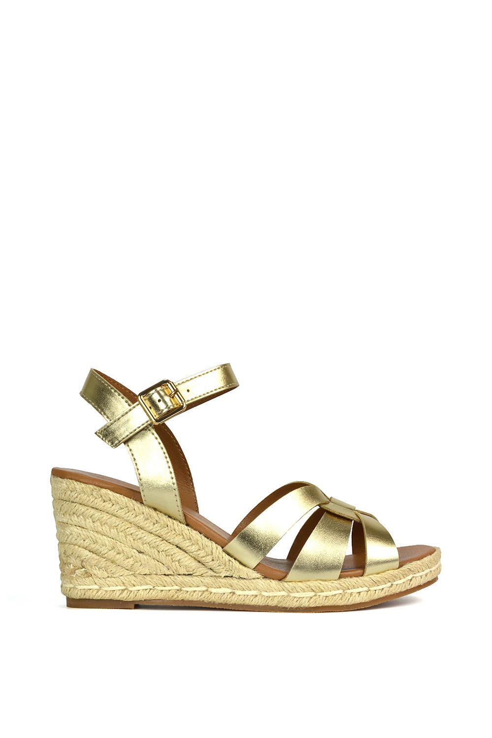 'Aisling' Strappy Espadrille Mid Heel Sandal Wedges by XY LONDON