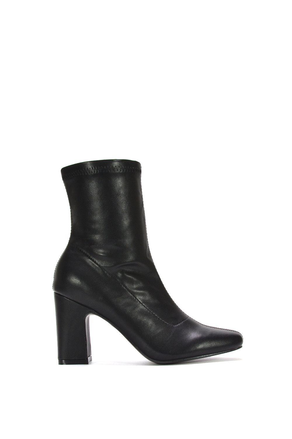 'Alex' Stretch Zip Up Ankle Boots with Block Heel by XY LONDON