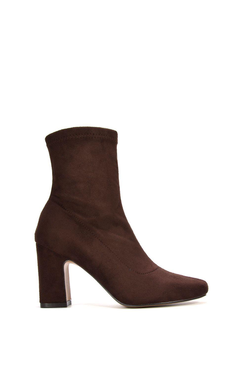 'Alex' Stretch Zip Up Ankle Boots with Block Heel by XY LONDON