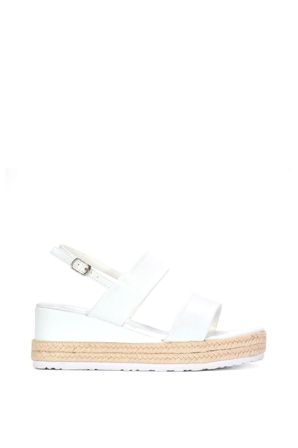 'Ally' Mid Heel Platform Wedge Espadrille Sandals With Slingback by XY LONDON