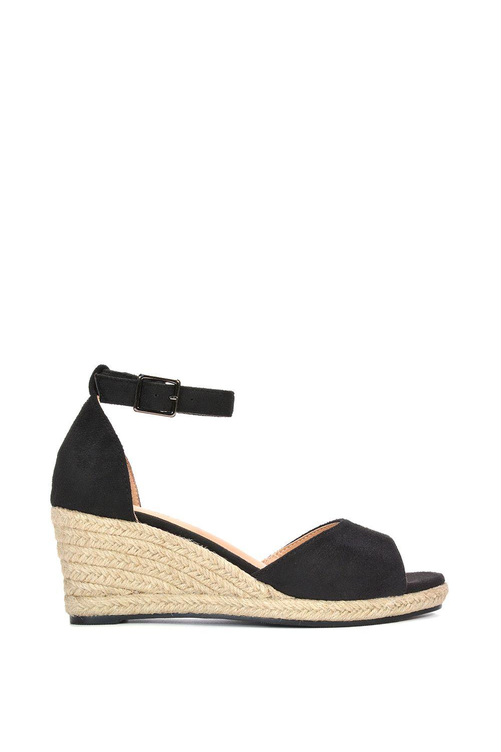 'Angelica' Strappy Espadrille Wedge Heel Sandals With Peep Toe by XY LONDON