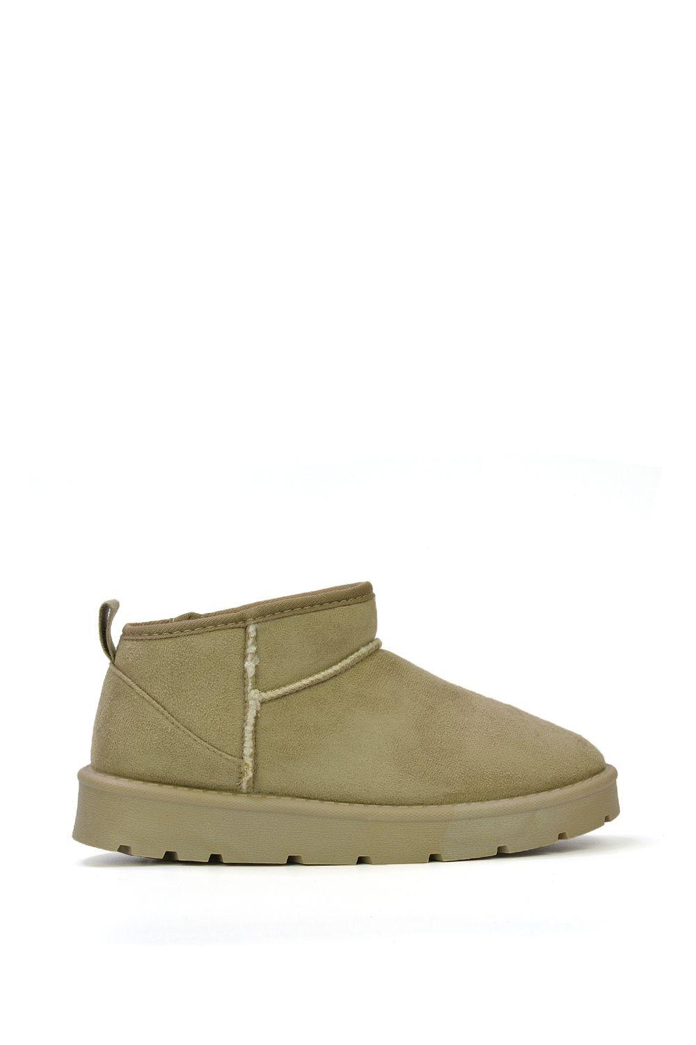 'Angelina' Flat Ultra Mini Ankle Boots with Faux Fur Insole by XY LONDON