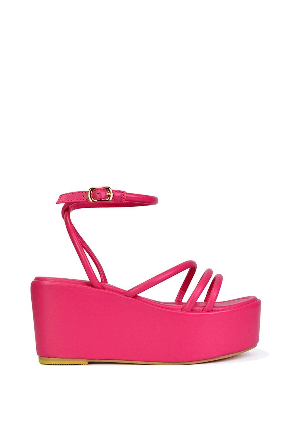 'Birdie' Ankle Strap Platform Sandal Wedge Heel Flatforms by XY LONDON