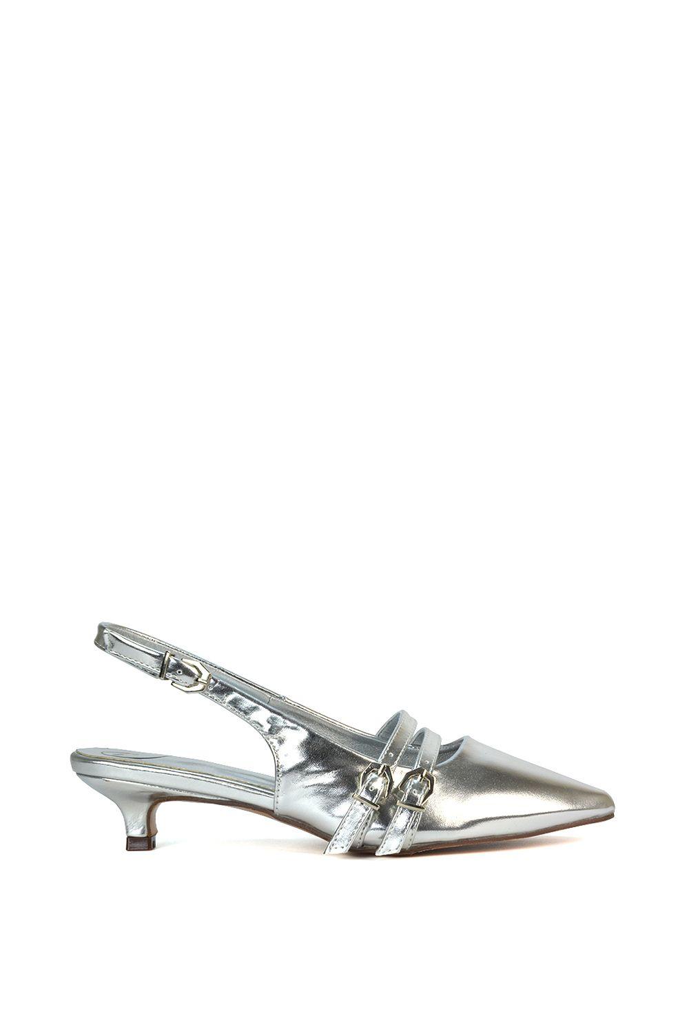 'Cassie' Slingback Low Kitten Heel Courts with Point Toe by XY LONDON