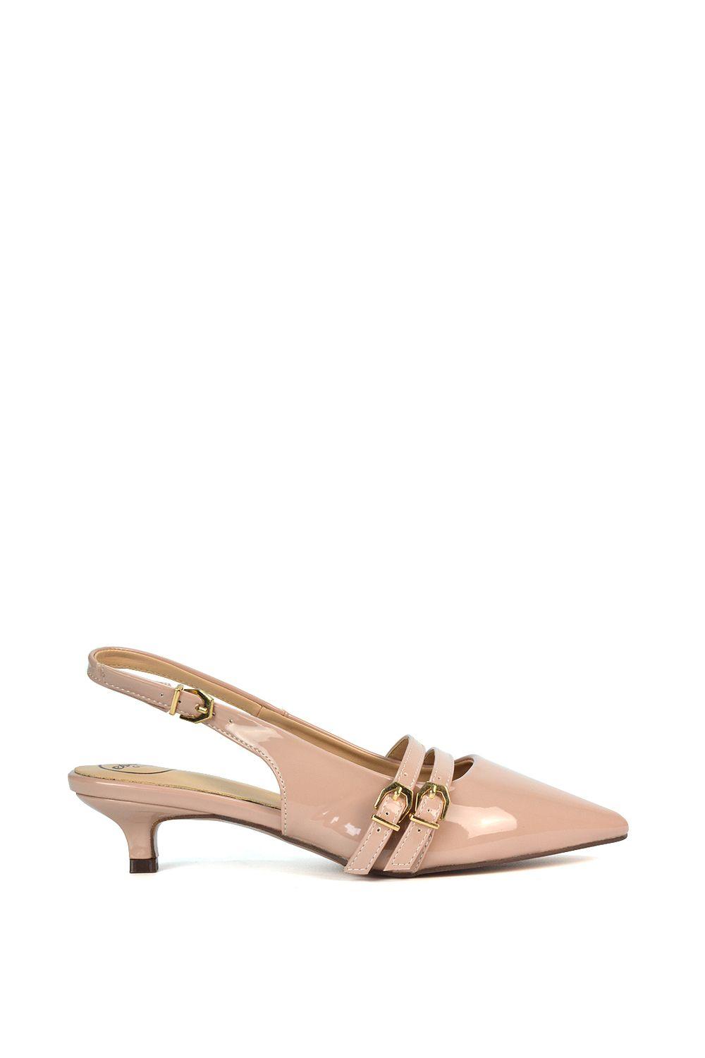 'Cassie' Slingback Low Kitten Heel Courts with Point Toe by XY LONDON