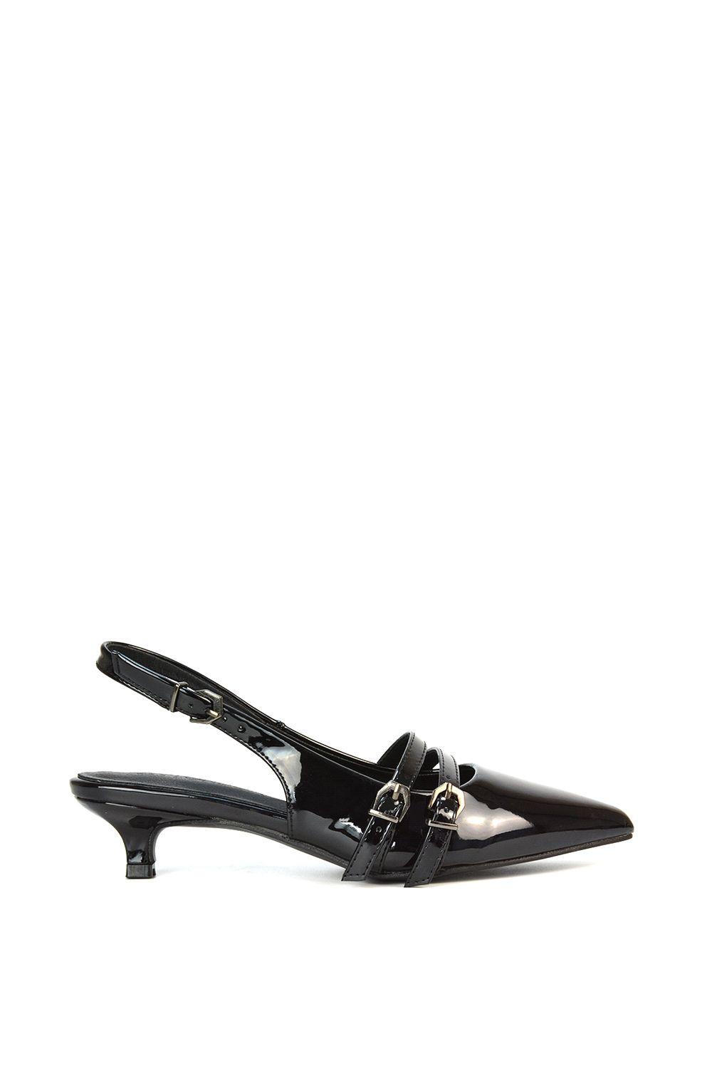 'Cassie' Slingback Low Kitten Heel Courts with Point Toe by XY LONDON 'Cassie' Slingback Low Kitten Heel Courts with Point Toe by XY LONDON