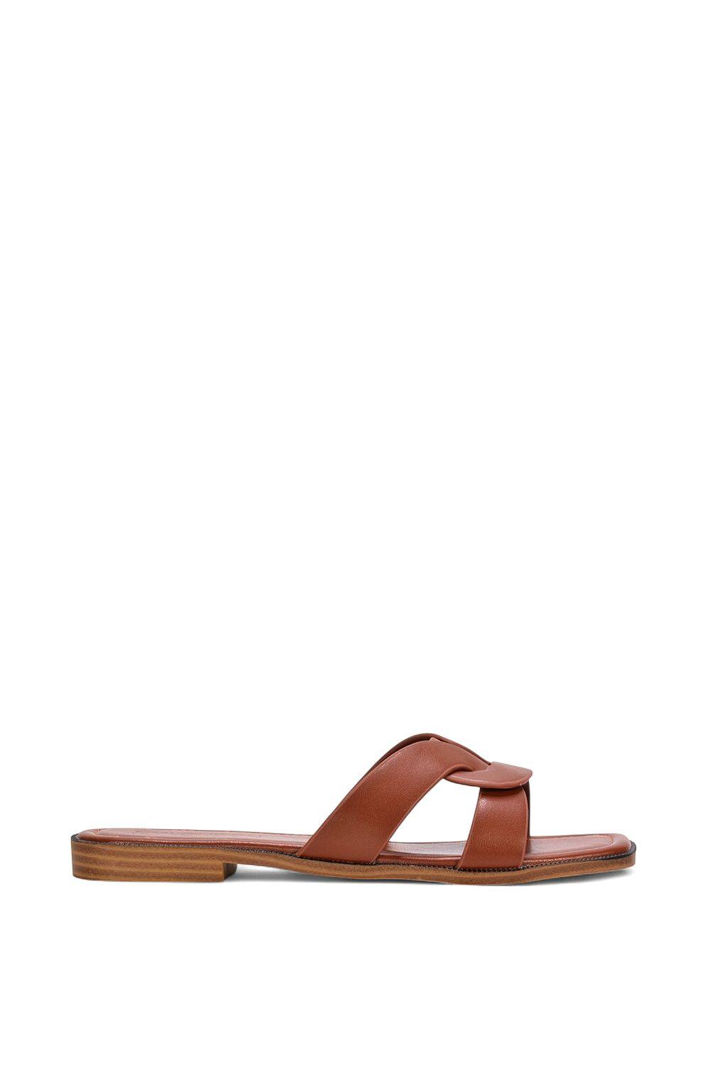 'Charley' Slip On Sandal Sliders With Square Toe by XY LONDON