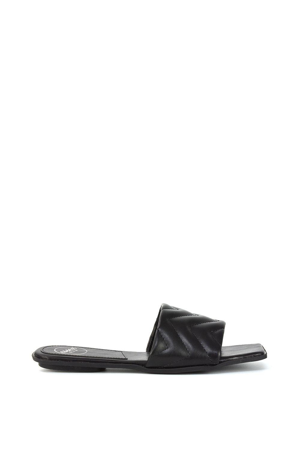 'Cherry' Quilted Strappy Square Toe Slider Sandals by XY LONDON