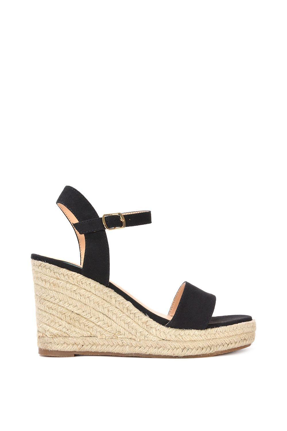 'Cindy' Espadrille Platform Wedge Heel Holiday Sandals With Ankle Strap by XY LONDON