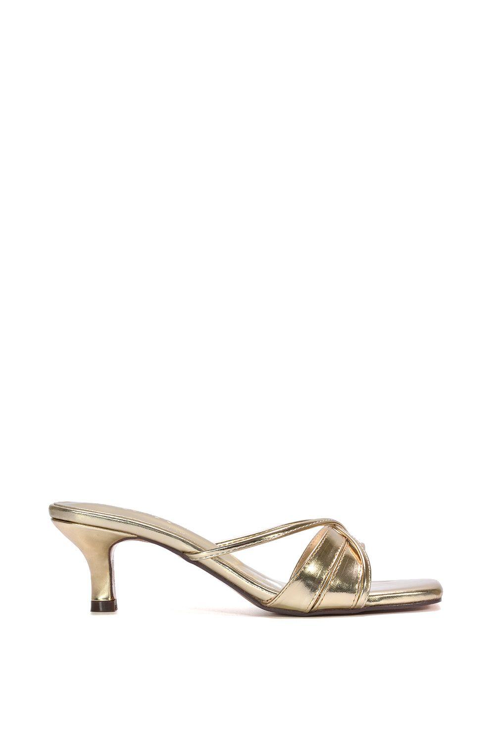 'Claudia' Mid Heeled Sandal Slip On Mules With Square Toe by XY LONDON