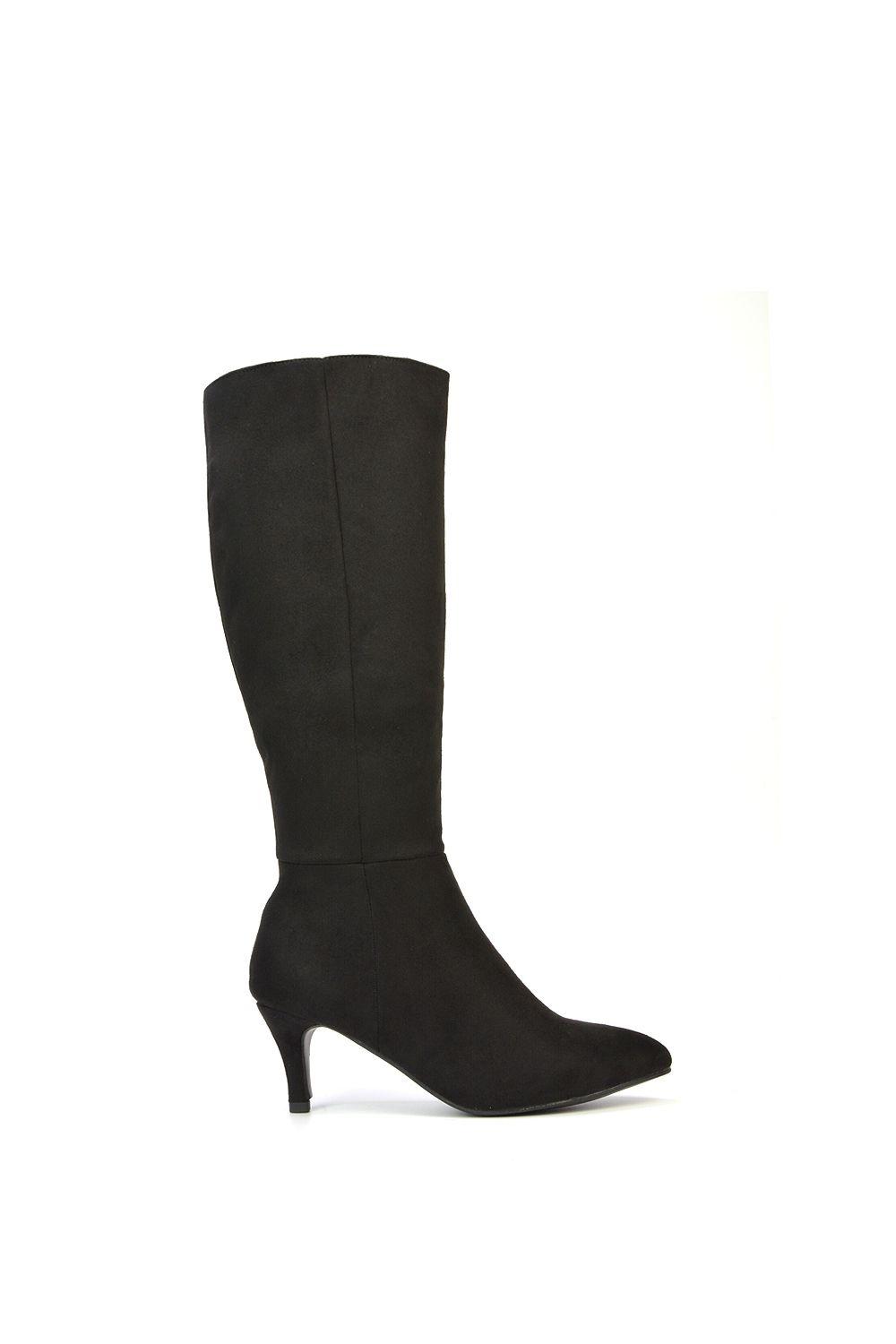 'Coby' Pointed Mid Stiletto Heel Knee High Boots by XY LONDON