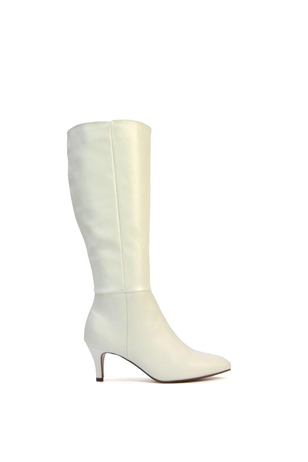 'Coby' Pointed Mid Stiletto Heel Knee High Boots by XY LONDON