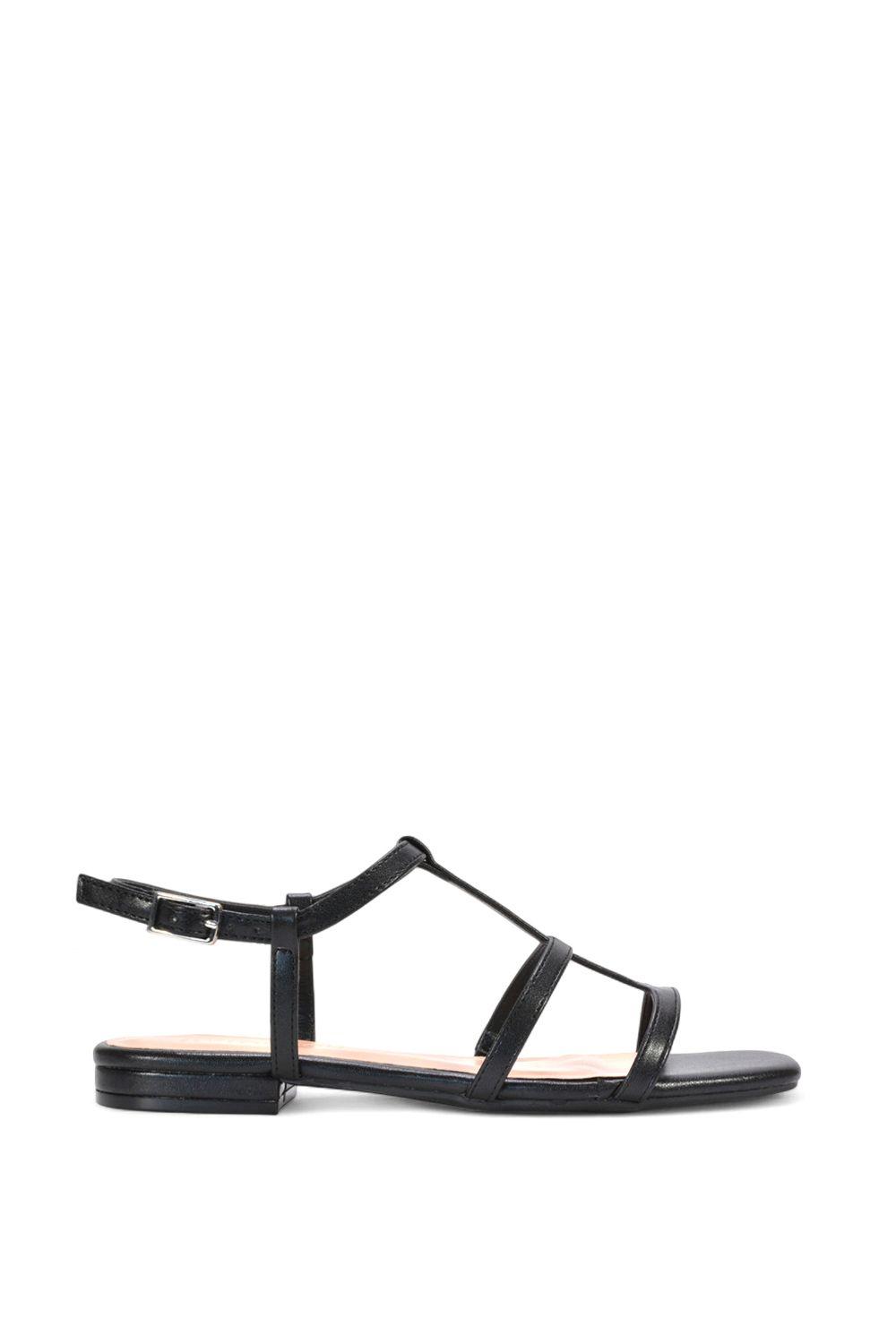 'Danielle' Flat Strappy Caged Sandals With Square Toe by XY LONDON