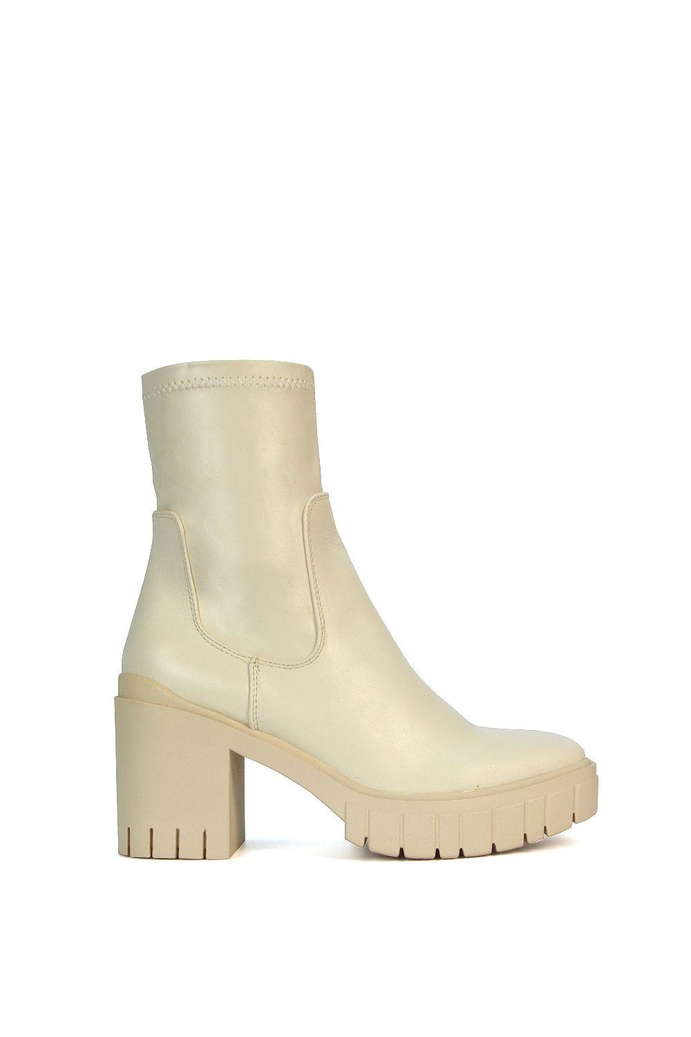 'Ella' Platform Block Heel Zip Up Stretch Chelsea Ankle Boots by XY LONDON