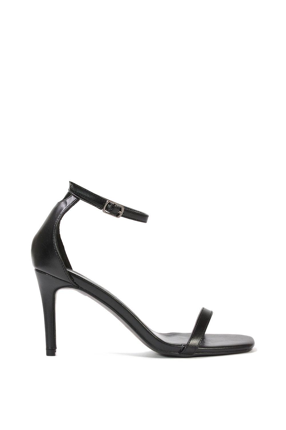 'Emma' Square Toe Stiletto High Heel Summer Sandals With Ankle Strap by XY LONDON