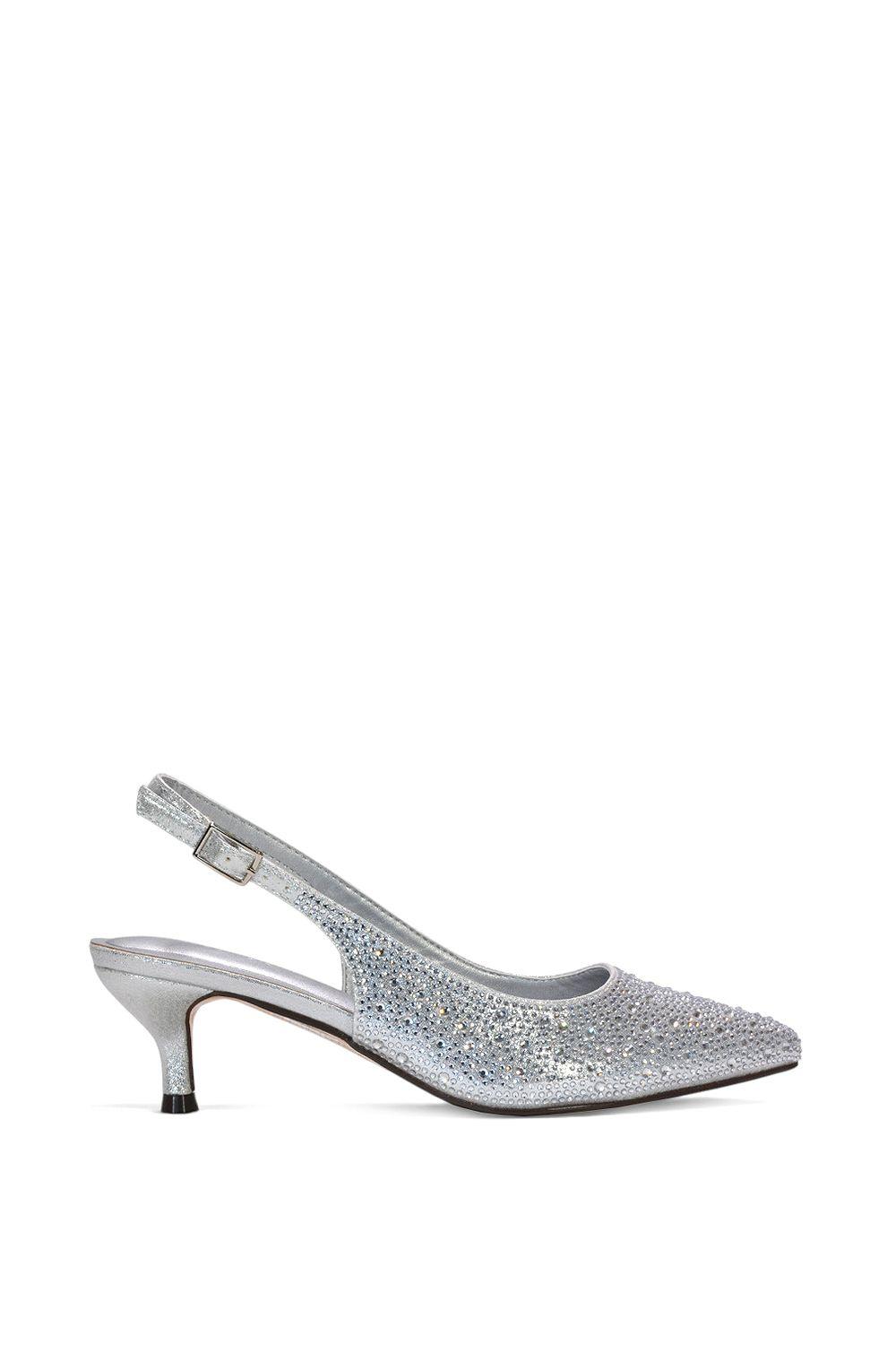 'Enya' Pointed Slingback Heels With Crystal Details by XY LONDON