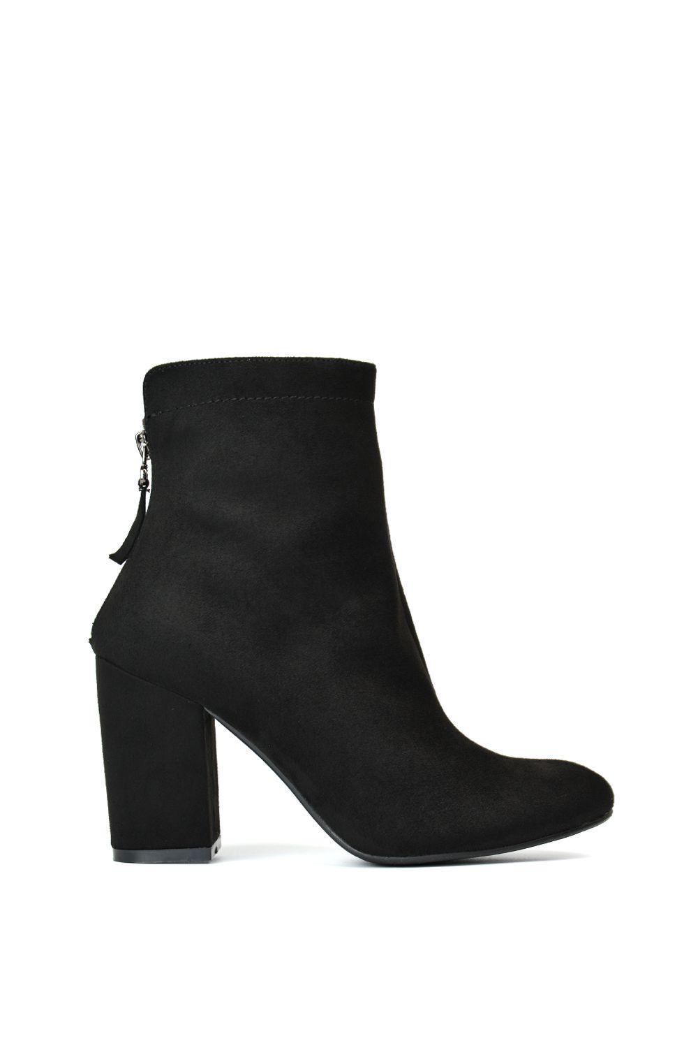 'Evia' Zip-Up Mid Block Heel Sock Ankle Boots by XY LONDON