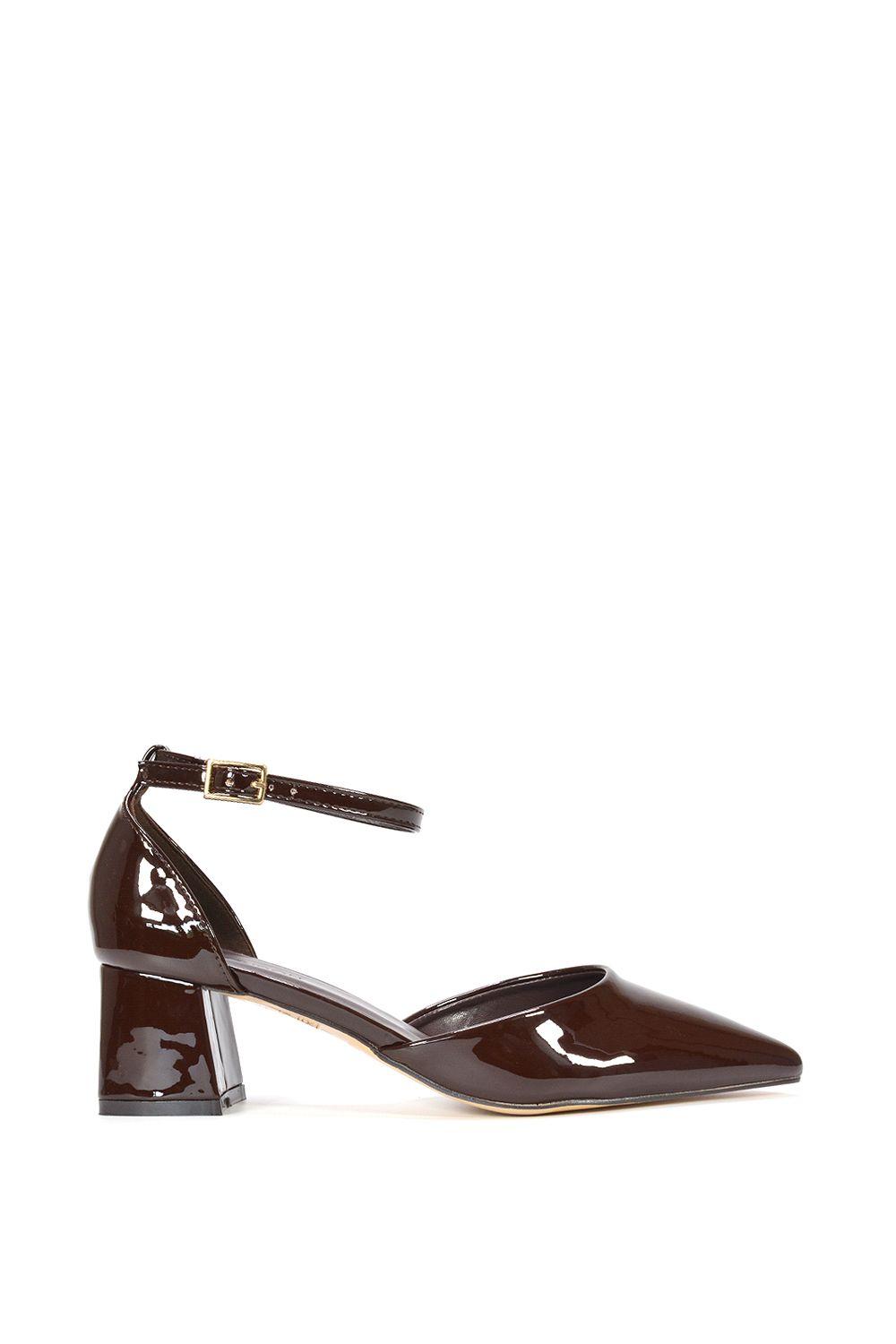 'Evie' Low Block Heel Court Shoes With Pointed Toe by XY LONDON